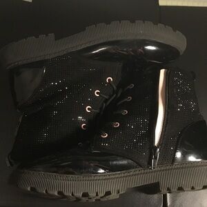 DKNY Black Sequin Combat Boots